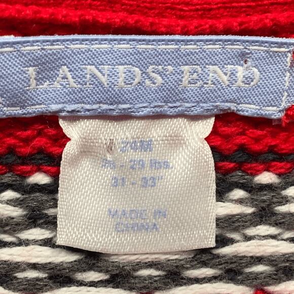 Infant Lands End Sweater Red Fair Isle QuarterZip Mock Neck Knit Size 24 Months - Picture 7 of 8